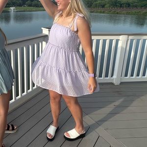 cute purple tie sleeve float dress size large